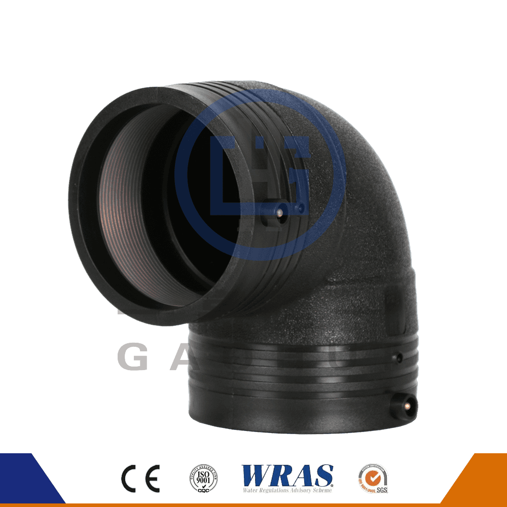 HDPE gjuten elektrofusion 90 graders armbågsböjning för vattenförsörjning HDPE gjuten elektrofusion 90 graders armbågsböjning för vattenförsörjning