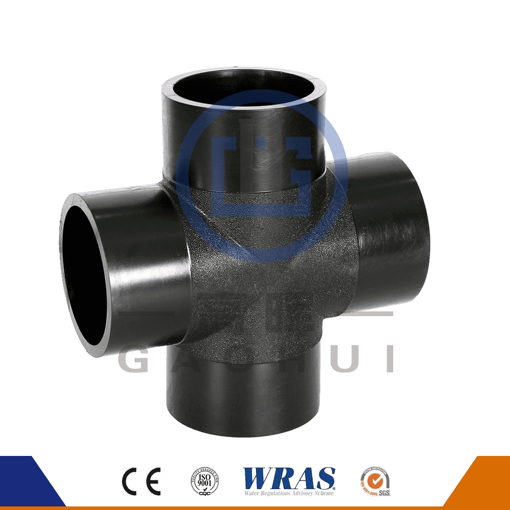 HDPE Butt Fusion Cross Tee Equal Cross för vattenrör